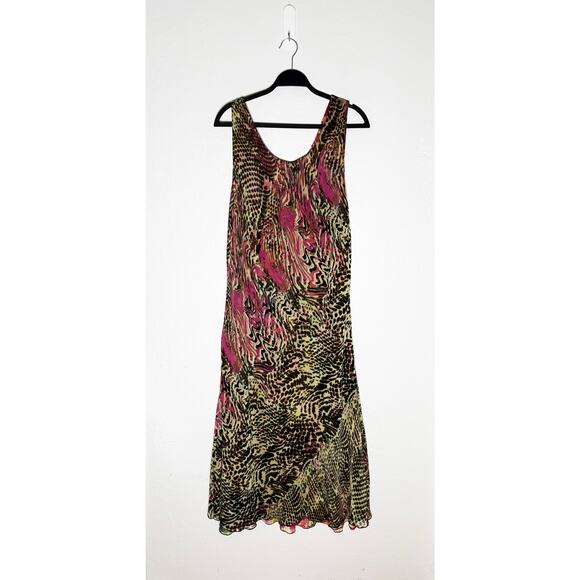 J Kara Women's Reversible Maxi Tank Dress Floral Side Animal Print Flowy - Picture 5 of 7